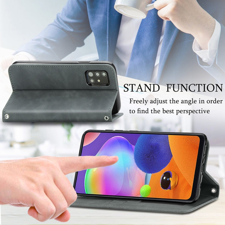 For Samsung Galaxy A32 5G Retro Skin Feel Business Magnetic Horizontal Flip Leather Case with Holder & Card Slots & Wallet & Photo Frame(Grey)