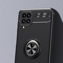 For Samsung Galaxy A12 Metal Ring Holder 360 Degree Rotating TPU Case(Black+Black)