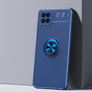For Samsung Galaxy A12 Metal Ring Holder 360 Degree Rotating TPU Case(Blue+Blue)