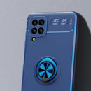 For Samsung Galaxy A12 Metal Ring Holder 360 Degree Rotating TPU Case(Blue+Blue)