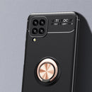 For Samsung Galaxy A12 Metal Ring Holder 360 Degree Rotating TPU Case(Black+Rose Gold)