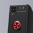 For Samsung Galaxy A12 Metal Ring Holder 360 Degree Rotating TPU Case(Black+Red)