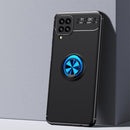 For Samsung Galaxy A12 Metal Ring Holder 360 Degree Rotating TPU Case(Black+Blue)