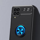For Samsung Galaxy A12 Metal Ring Holder 360 Degree Rotating TPU Case(Black+Blue)