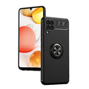 For Samsung Galaxy A12 Metal Ring Holder 360 Degree Rotating TPU Case(Black+Rose Gold)