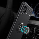 For Samsung Galaxy A12 Metal Ring Holder 360 Degree Rotating TPU Case(Black+Red)