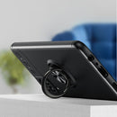 For Samsung Galaxy A12 Metal Ring Holder 360 Degree Rotating TPU Case(Black+Rose Gold)
