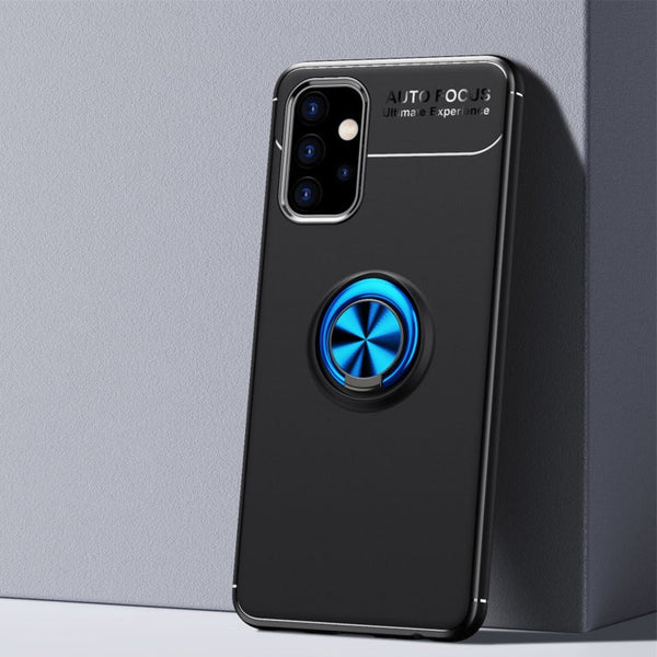 For Samsung Galaxy A32 5G Metal Ring Holder 360 Degree Rotating TPU Case(Black+Blue)
