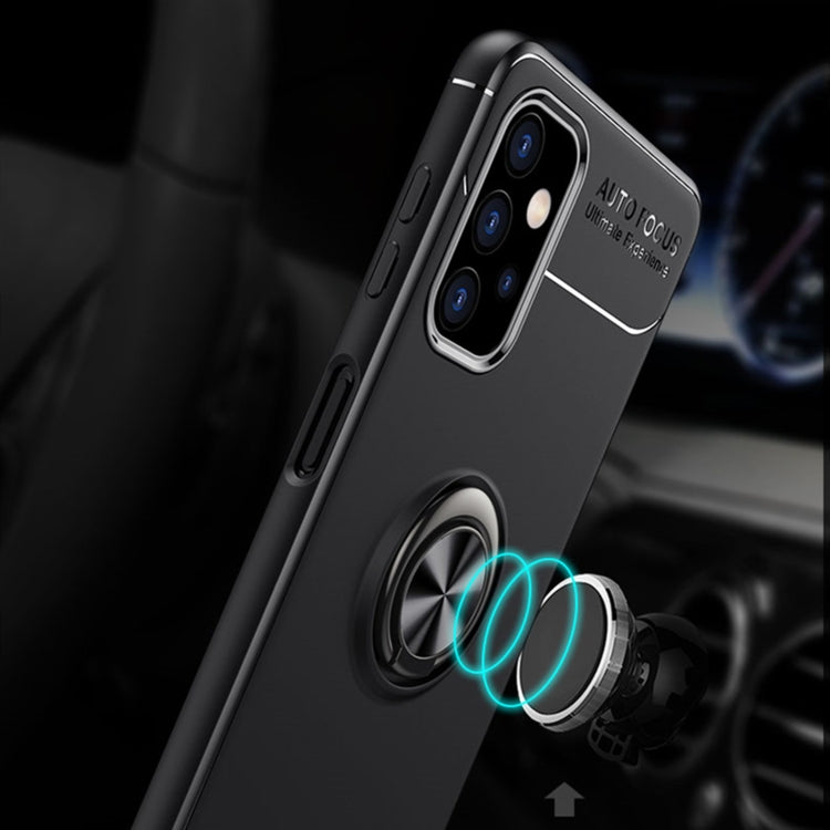 For Samsung Galaxy A32 5G Metal Ring Holder 360 Degree Rotating TPU Case(Black+Blue)