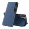 For Samsung Galaxy S21+ 5G Side Display Shockproof Horizontal Flip Leather Case with Holder(Blue)