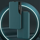 For Samsung Galaxy S21 Ultra 5G Side Display Shockproof Horizontal Flip Leather Case with Holder(Black)