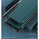 For Samsung Galaxy S21 Ultra 5G Side Display Shockproof Horizontal Flip Leather Case with Holder(Black)