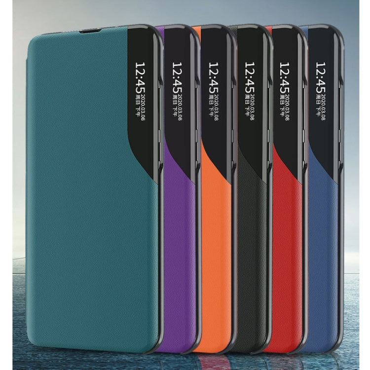 For Samsung Galaxy S21 Ultra 5G Side Display Shockproof Horizontal Flip Leather Case with Holder(Black)