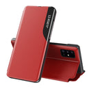 For Samsung Galaxy A02s (EU Version) Side Display Shockproof Horizontal Flip Leather Case with Holder(Red)