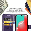 Four-leaf Clasp Embossed Buckle Mobile Phone Protection Leather Case with Lanyard & Card Slot & Wallet & Bracket Function For Samsung Galaxy A32 5G(Purple)