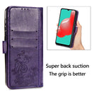 Four-leaf Clasp Embossed Buckle Mobile Phone Protection Leather Case with Lanyard & Card Slot & Wallet & Bracket Function For Samsung Galaxy A32 5G(Purple)