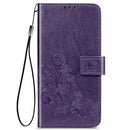 Four-leaf Clasp Embossed Buckle Mobile Phone Protection Leather Case with Lanyard & Card Slot & Wallet & Bracket Function For Samsung Galaxy A32 5G(Purple)