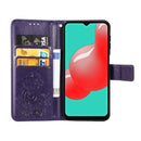 Four-leaf Clasp Embossed Buckle Mobile Phone Protection Leather Case with Lanyard & Card Slot & Wallet & Bracket Function For Samsung Galaxy A32 5G(Purple)