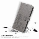 Four-leaf Clasp Embossed Buckle Mobile Phone Protection Leather Case with Lanyard & Card Slot & Wallet & Bracket Function For Samsung Galaxy A12(Grey)