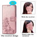 Four-leaf Clasp Embossed Buckle Mobile Phone Protection Leather Case with Lanyard & Card Slot & Wallet & Bracket Function For Samsung Galaxy A12(Rose Gold)