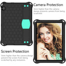 For Huawei MediaPad T3 10 Honeycomb Design EVA + PC Material Four Corner Anti Falling Flat Protective Shell With Strap(Black+Aqua)