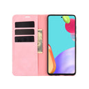 For Samsung Galaxy A52 5G / 4G Retro-skin Business Magnetic Suction Leather Case with Holder & Card Slots & Wallet(Pink)