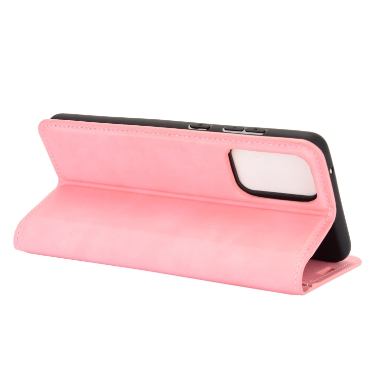 For Samsung Galaxy A52 5G / 4G Retro-skin Business Magnetic Suction Leather Case with Holder & Card Slots & Wallet(Pink)