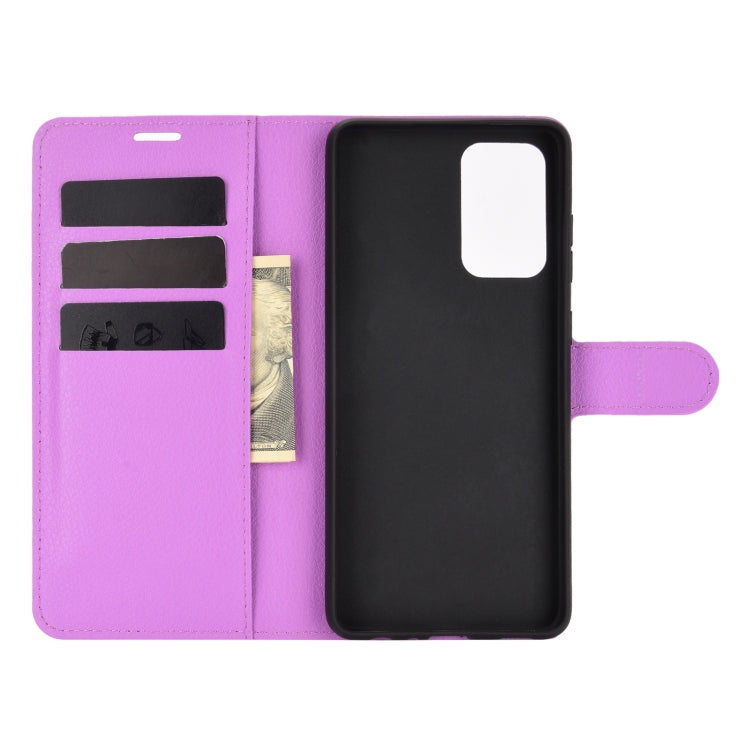 For Samsung Galaxy A72 5G / 4G Litchi Texture Horizontal Flip Protective Case with Holder & Card Slots & Wallet(Purple)