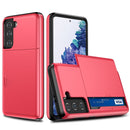 For Samsung Galaxy S21 5G Shockproof Armor Protective Case with Card Slot(Red)