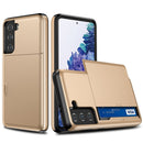 For Samsung Galaxy S21 5G Shockproof Armor Protective Case with Card Slot(Gold)