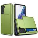 For Samsung Galaxy S21 5G Shockproof Armor Protective Case with Card Slot(Green)