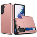 For Samsung Galaxy S21 5G Shockproof Armor Protective Case with Card Slot(Rose Gold)