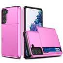 For Samsung Galaxy S21 5G Shockproof Armor Protective Case with Card Slot(Pink)