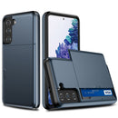 For Samsung Galaxy S21 5G Shockproof Armor Protective Case with Card Slot(Dark Blue)
