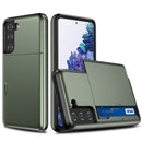 For Samsung Galaxy S21+ 5G Shockproof Armor Protective Case with Card Slot(Army Green)