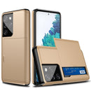 For Samsung Galaxy S21 Ultra 5G Shockproof Armor Protective Case with Card Slot(Gold)