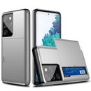 For Samsung Galaxy S21 Ultra 5G Shockproof Armor Protective Case with Card Slot(Silver)