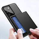 For Samsung Galaxy S21 Ultra 5G Shockproof Armor Protective Case with Card Slot(Gold)