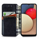 For Samsung Galaxy A02s(US Edition) Cubic Grid Pressed Horizontal Flip Magnetic PU Leather Case with Holder & Card Slots & Wallet(Black)