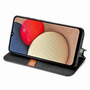 For Samsung Galaxy A02s(US Edition) Cubic Grid Pressed Horizontal Flip Magnetic PU Leather Case with Holder & Card Slots & Wallet(Black)