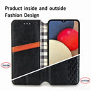 For Samsung Galaxy A02s(US Edition) Cubic Grid Pressed Horizontal Flip Magnetic PU Leather Case with Holder & Card Slots & Wallet(Black)