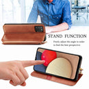 For Samsung Galaxy A02s(US Edition) Cubic Grid Pressed Horizontal Flip Magnetic PU Leather Case with Holder & Card Slots & Wallet(Brown)
