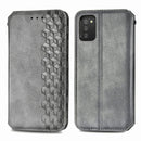 For Samsung Galaxy A02s(US Edition) Cubic Grid Pressed Horizontal Flip Magnetic PU Leather Case with Holder & Card Slots & Wallet(Gray)