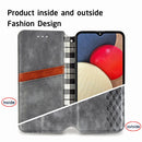 For Samsung Galaxy A02s(US Edition) Cubic Grid Pressed Horizontal Flip Magnetic PU Leather Case with Holder & Card Slots & Wallet(Gray)