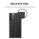 Side Display Magnetic Horizontal Flip Plain Texture Cloth + PC Case with Holder & Sleep / Wake-up Function For Samsung Galaxy S21+ 5G(Black)