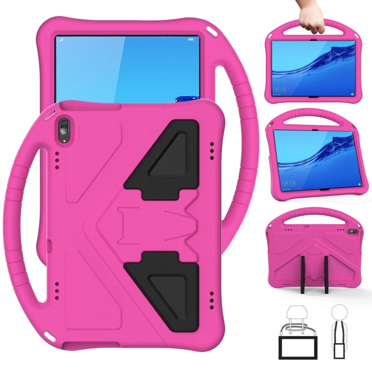 For Huawei MediaPad T5 10.1 EVA Flat Anti Falling Protective Case Shell with Holder(RoseRed)