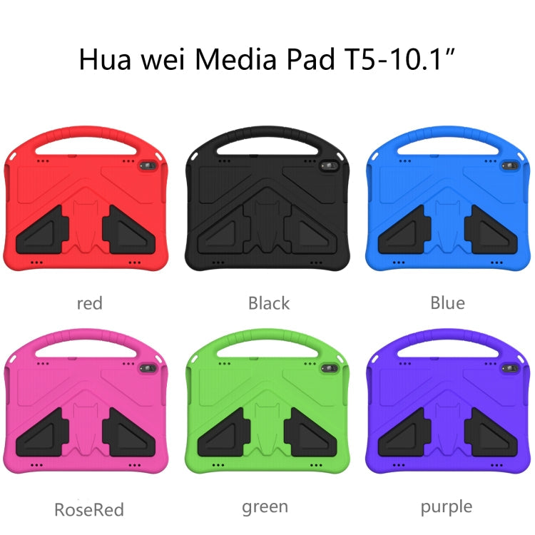 For Huawei MediaPad T5 10.1 EVA Flat Anti Falling Protective Case Shell with Holder(RoseRed)