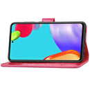 For Samsung Galaxy A52 5G / 4G Four-leaf Clasp Embossed Buckle Mobile Phone Protection Leather Case with Lanyard & Card Slot & Wallet & Bracket Function(Magenta)
