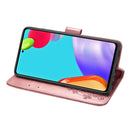 For Samsung Galaxy A52 5G / 4G Four-leaf Clasp Embossed Buckle Mobile Phone Protection Leather Case with Lanyard & Card Slot & Wallet & Bracket Function(Rose Gold)