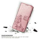 For Samsung Galaxy A52 5G / 4G Four-leaf Clasp Embossed Buckle Mobile Phone Protection Leather Case with Lanyard & Card Slot & Wallet & Bracket Function(Rose Gold)